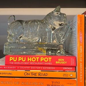 Vintage~Pair of Glass Scottie Bookends~SO CUTE~Could Also Use as Paperweights